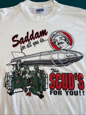 VTG 1991 Operation Desert Storm T-Short Saddam “ This Scuds For You “ , L , $46